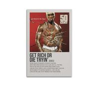 JUYERGWERKJ Poster décoratif « Get Rich Or Die Tryin' by 50 Cent » - Impression sur toile vintage pour salon, chambre à coucher, 60 x 90 cm - Style sans cadre
