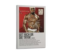 JUYERGWERKJ Poster décoratif sur toile « Get Rich Or Die Tryin' by 50 Cent » - Décoration murale vintage pour salon, chambre à coucher, 50 x 75 cm - Style cadre