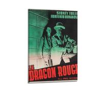 JUYERGWERKJ Poster The Red Dragon1 - Impression sur toile pour salon, chambre à coucher, chambre - 60 x 90 cm - Style rétro - Avec cadre