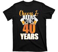 JUYHGGTFY 40th Birthday Cheers & Beers to 40 Years T-Shirt Manches Courtes(3X-Large)