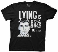 JUYHGGTFY Archer - Lying is 95% of What I Do in My Job Men's Black White t Shirt Women Manches Courtes(Small)