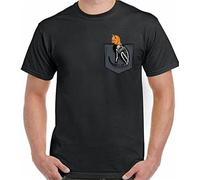 JUYHGGTFY Cat T-Shirt Mens Funny Kitten Pussy Feline Lover Crazy Lady Skeleton Pocket Black Manches Courtes(Medium)