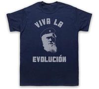 JUYHGGTFY Charles Darwin Viva La Evolucion Evolution Funny T Shirt Mens Ladies and Kids Blue Manches Courtes(Small)