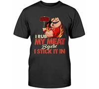 JUYHGGTFY I Rub My Meat Before I Stick It in - Funny BBQ T-Shirt Black Manches Courtes(Medium)