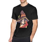 JUYHGGTFY Megumin KonoSuba Men's Cotton Round Neck T-Shirt Casual Black Manches Courtes(Medium)