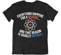 JUYHGGTFY Men's Chemist Everything Happens Because The t-Shirt Nerd Joke Joke Funny Chemistry Shirt Manches Courtes(Large)