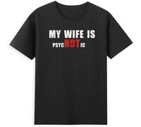 JUYHGGTFY Men's My Wife is Hot Funny Saying Husband Gift Men's Cotton Short Sleeve T-Shirt Balck Manches Courtes(X-Large)