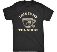 JUYHGGTFY Men's This is My Tea Shirt Tshirt Funny Cup of Tea Sarcastic Wordplay Graphic T-Shirt Balck Manches Courtes(Large)