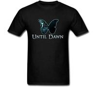 JUYHGGTFY Men's Until Dawn Horror Game Butterfly Effect Design Cotton T Shirt Black Manches Courtes(X-Large)
