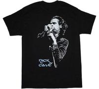 JUYHGGTFY Nick Cave Microphone Bad Seeds Birthday Party Grinderman S-XXL New Black T-Shirt Black Manches Courtes(X-Large)