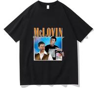 JUYHGGTFY Personality McLovin Pattern Tshirt Summer Black All-Match Couples Loose T-Shirt Men Women Comfortable T Shirts Man Men Black M Manches Courtes(X-Large)