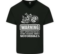 JUYHGGTFY Start Talking About Motorbikes Funny Biker Mens V-Neck Cotton T-Shirt Manches Courtes(Large)