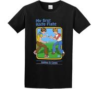 JUYHGGTFY TANGDOU My First Knife Fight Men Cotton T Shirt Black Manches Courtes(X-Large)