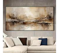 JUYIOPAX Grande toile imprimée horizontale, style abstrait moderne, avec des lignes d'encre, représentant un paysage pour le salon (60 x 120 cm, sans cadre).