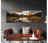 JUYIOPAX Impression panoramique du parc national des montagnes Rocheuses, très grand format, photographie de paysage (42 x 125 cm, sans cadre)