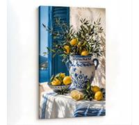 JUYIOPAX Tableau sur Toile à l'Huile Vertical Nature Morte Citron Olivier