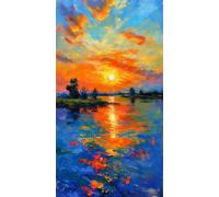 JUYIYUANFUZH 11CT DIY Kit Broderie Point De Croix LumièRe Matinale Sur Le Lac DebutantLoisirs Point De Croix Kit Complet Pour Art DéCoration 15.7 * 19.7In