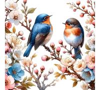 JUYIYUANFUZH 11CT DIY Kit Broderie Point De Croix Oiseau En Fleurs De PêCher 9 DebutantLoisirs Point De Croix Kit Complet Pour Art DéCoration 15.7 * 19.7In