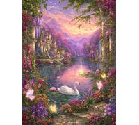 JUYIYUANFUZH Broderie Point De Croix Kit Complet Point De Croix Imprimé Diy 11CT Coucher De Soleil Au Lac Des Cygnes 12 Canevas Kit Complet Adulte DebutantLoisirs CréAtifs Adultes 40×50Cm