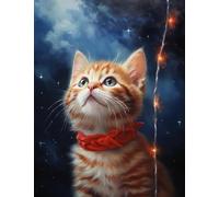 JUYIYUANFUZH Broderie Point De Croix Kit Complet Point De Croix Imprimé Diy 11CT RêVe De Chat Mignon 5 Canevas Kit Complet Adulte DebutantLoisirs CréAtifs Adultes 40×50Cm