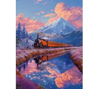 JUYIYUANFUZH Broderie Point De Croix Kit Complet Point De Croix Imprimé Diy 11CT Train à Vapeur Sur Le Champ De Neige 1 Canevas Kit Complet Adulte DebutantLoisirs CréAtifs Adultes 40×50Cm