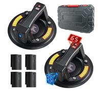 JUYLTOOL Lot de 2 lève-vitres électriques sans fil avec 4 batteries, max. 200 kg, avec aspiration automatique, affichage numérique, pour carrelage, verre