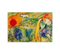 JUYOZ Œuvres du peintre Marc Chagall 《Les Amants de Vence》Affiche Art Impression Murale Photo Peinture Accrochage Image Décoration Familiale pour Chambre à Coucher Cadeau 20 x 30 cm