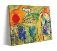 JUYOZ Œuvres du peintre Marc Chagall 《Les Amants de Vence》Affiche sur toile, décoration murale, impression d'art pour la maison, idée cadeau, 20 x 30 cm