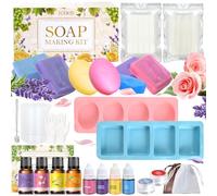 JUYRLE Kit de fabrication de savon créatif pour adultes avec base de savon et moule à savon, bombes de bain, savons à faire soi-même comme cadeau
