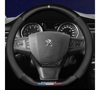 JUZELY Couvre Volant Voiture pour 2017 Peugeot 308 SW II (Phase II, 2017), Housse Volant Voiture en Cuir Microfibre Antidérapant Respirant Souple Durable Protege Volant Voiture Accessoire,Black-D