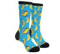 JUZGTSIT Chaussettes fantaisie amusantes décontractées athlétiques folles mignonnes chaussettes pour homme et femme, Funny Banana, Taille unique