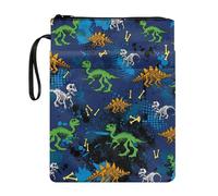 JUZGTSIT Couverture de livre dinosaure et couverture rigide pour enfants garçons Sac de transport avec poche avant et dragonne de préhension Protection de livres avec fermeture éclair, Dinosaure 1258,