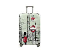 JUZGTSIT Housse de protection élastique pour valise de style britannique (XL (73,7 à 81,3 cm), Londres 2, Style britannique 1, XL, Classique