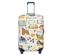 JUZGTSIT Housse de protection élastique pour valise, motif chouette abstraite, convient aux valises de 48,3 à 81,3 cm, Chiens drôles d'animaux, L, Classique