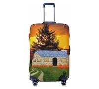 JUZGTSIT Housse de protection élastique pour valise, motif floral avec papillons, flamant rose et ananas, Paysage du village d'automne, XL, Classique