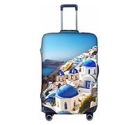JUZGTSIT Santorini Island Sea View Print Housse de protection élastique pour valise 45,7 à 71,1 cm, blanc, L, Classique