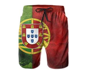 JUZGTSIT Short de bain pour homme Drapeau du Portugal - Séchage rapide - Short de plage d'été avec poche et cordon de serrage, Noir , M