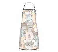JUZGTSIT Tablier de cuisine unisexe avec motif hibou mignon pour la cuisine, le jardinage, le barbecue, Ours en forme de vache, taille unique
