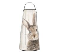JUZGTSIT Tablier de cuisine unisexe mignon chat endormi mandiles para mujer pour cuisinier maison cuisine peinture jardinage barbecue, Joli lapin., taille unique