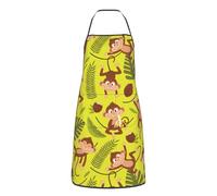 JUZGTSIT Tablier de cuisine unisexe pour cuisine, cuisine, jardinage, barbecue, Joli singe, taille unique