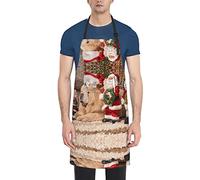 JUZGTSIT Tablier de Noël unisexe avec motif montagnes bleues et nuages roses réglables et imperméables pour cuisine, cuisine, jardinage, barbecue