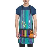 JUZGTSIT Tablier unisexe pour clavier et guitare - Motif montagnes bleues et nuages roses - Réglable et étanche - Pour cuisine, cuisine, jardinage, barbecue