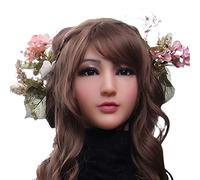 JuZi Store Soft Masque Réaliste Femme Silicone Cosplay Transgenre Déguisements Fait Main Cosplay Drag Queen Halloween Travesti Travesti Coiffures (Color : Brown)