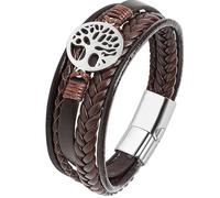 JUZICHEN Bracelet Homme, Bracelet cuir pour hommes, Bracelets Croix Vie Viking Arbre De Vie, Brun Noire Bracelets crucifixion Homme (Style B, Marron)