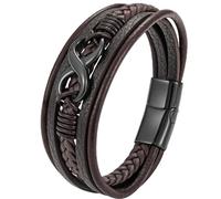 JUZICHEN Bracelet Homme, Bracelet cuir pour hommes, Bracelets Croix Vie Viking Arbre De Vie, Brun Noire Bracelets crucifixion Homme (C4)