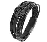 JUZICHEN Bracelet Homme, Bracelet cuir pour hommes, Bracelets Croix Vie Viking Arbre De Vie, Brun Noire Bracelets crucifixion Homme (Style B, Noir)