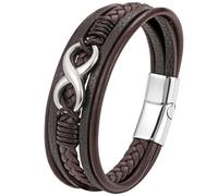 JUZICHEN Bracelet Homme, Bracelet cuir pour hommes, Bracelets Croix Vie Viking Arbre De Vie, Brun Noire Bracelets crucifixion Homme (C)