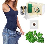 Juztec Remède efficace pour le ventre - Granulés sains à base de plantes - Autocollant pour nombril en forme d'armoise - Pour homme et femme - Parfait pour les abdominaux