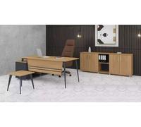 JV Möbel Ensemble bureau moderne : table basse en bois, bureau d'angle
