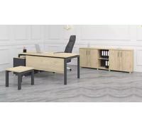 JV Möbel Ensemble de meubles de bureau de luxe : bureau d'angle moderne en bois, armoire, table basse
